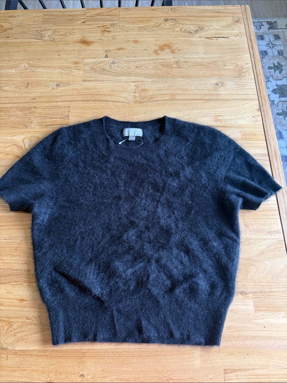 J. Crew Black Short-Sleeve Crewneck Sweater cropped